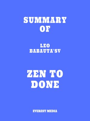 cover image of Summary of Leo Babauta's Zen to Done